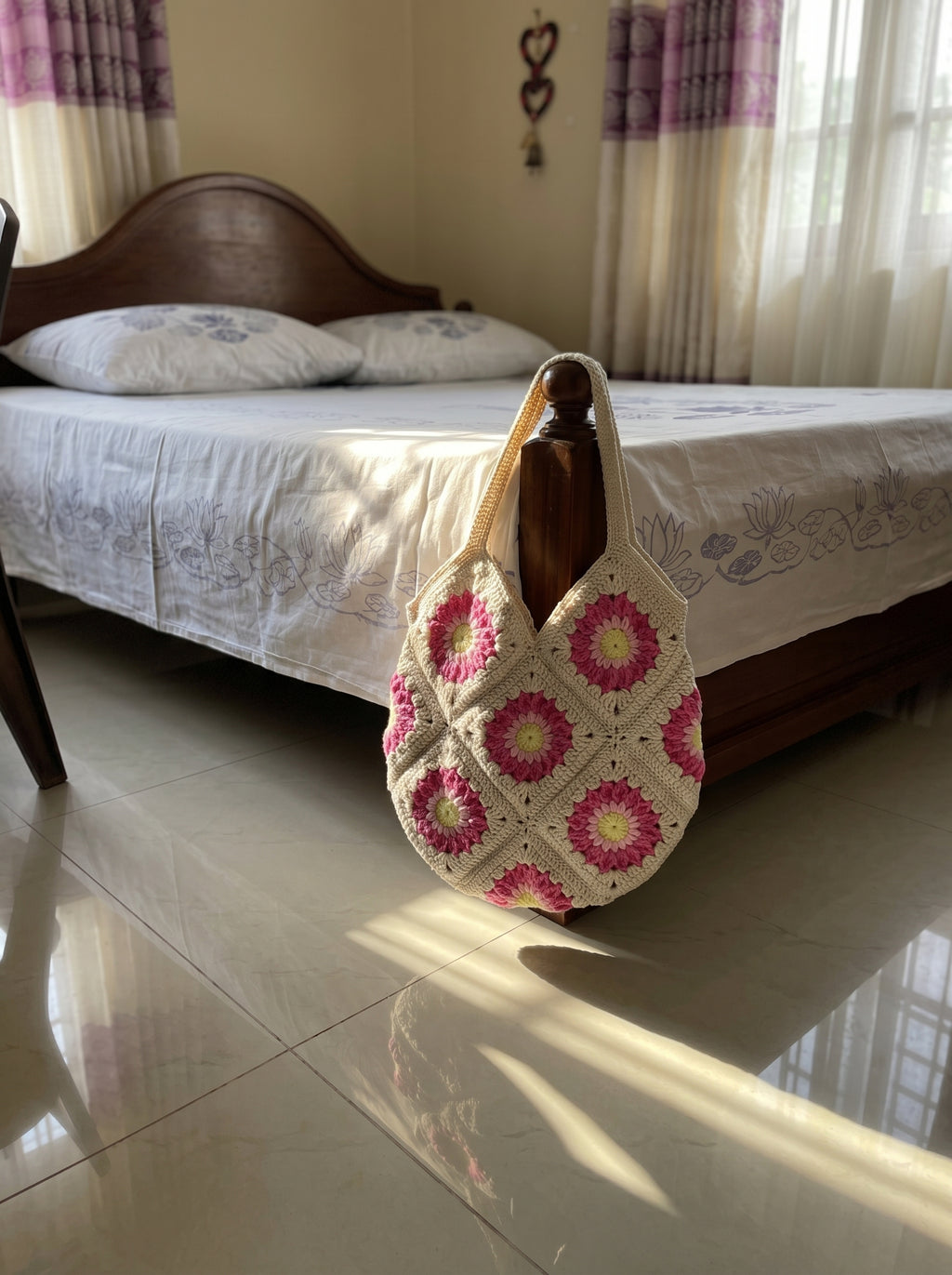 Meadow Bloom Granny Square Tote Bag