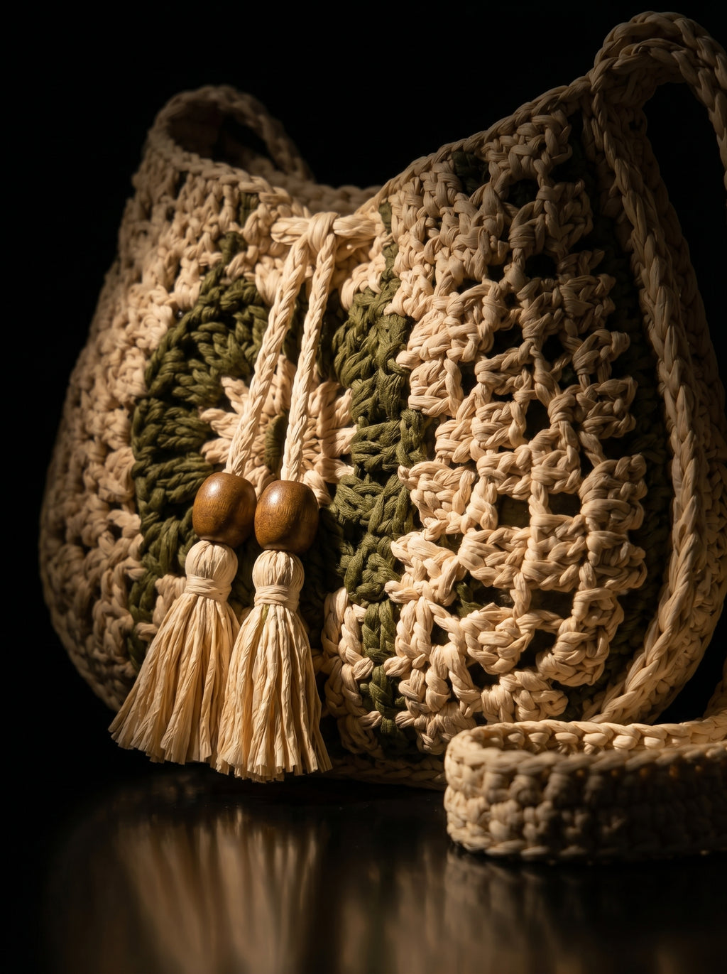 Olive Meadow Crochet Shoulder Bag