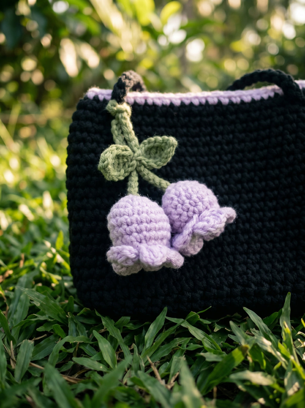 Lavender Blossom Crochet Shoulder Bag