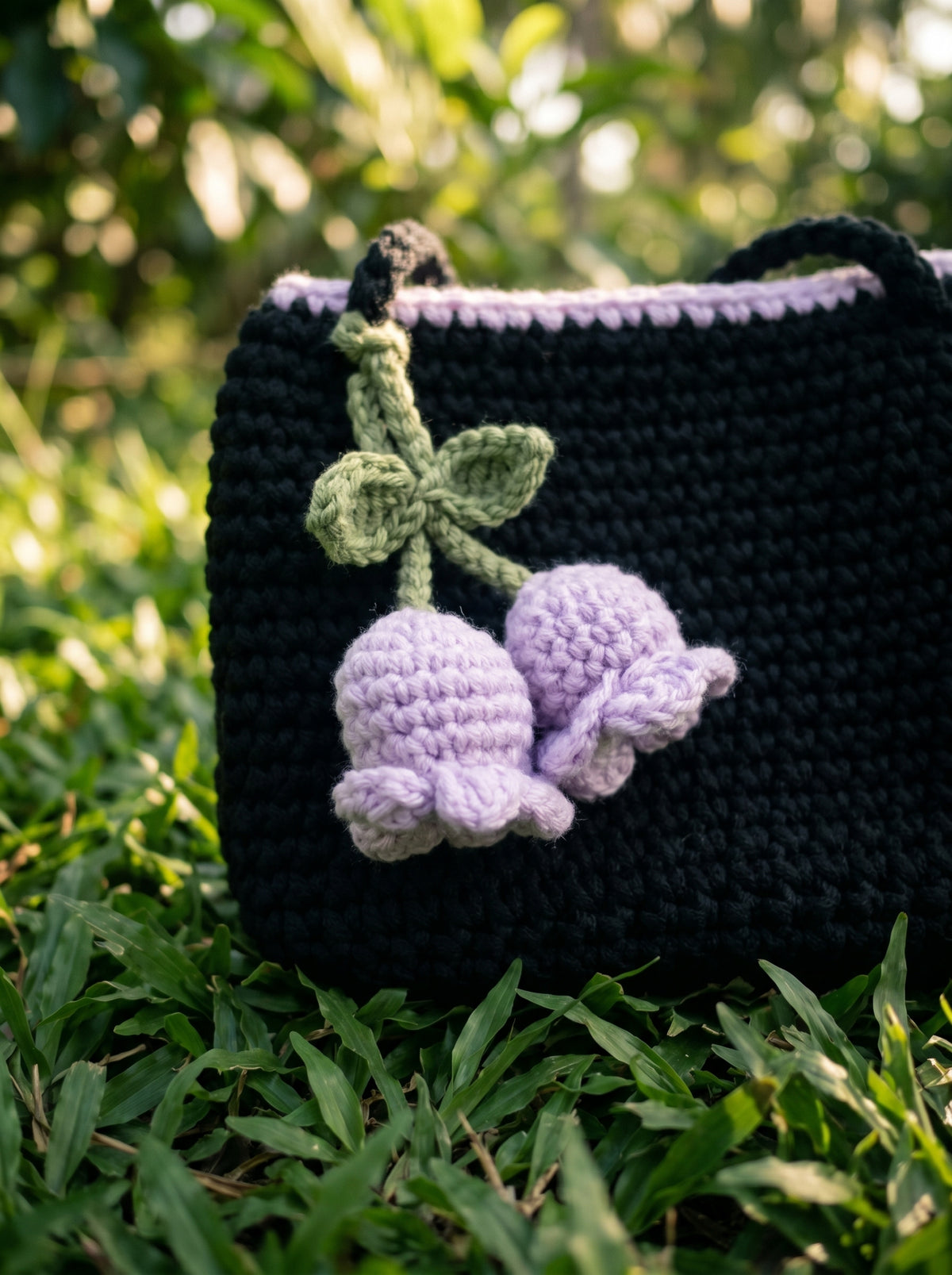 Lavender Blossom Crochet Shoulder Bag