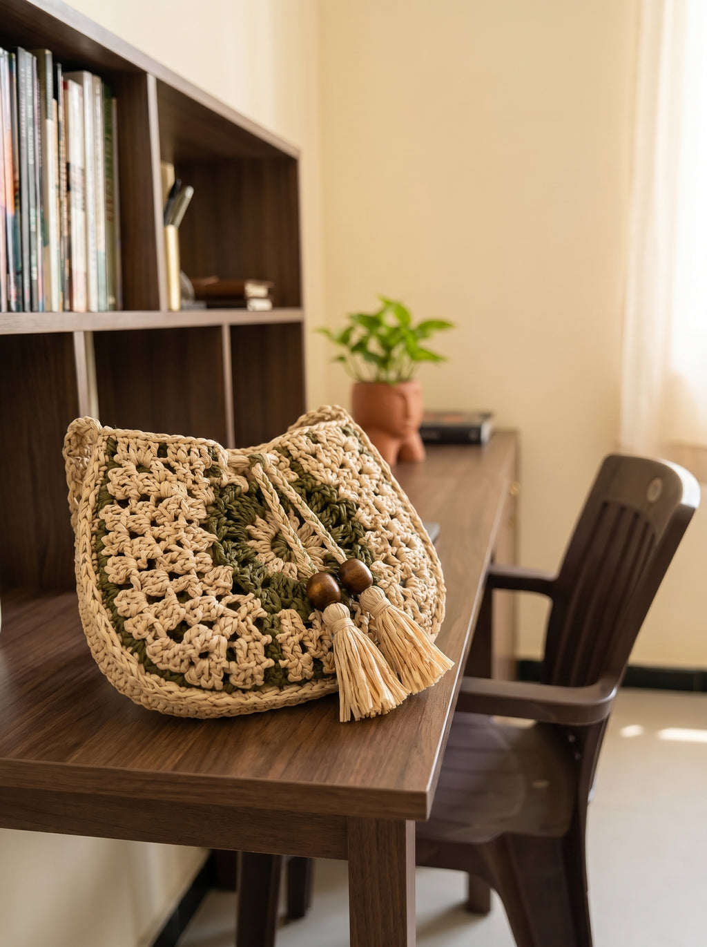 Olive Meadow Crochet Shoulder Bag