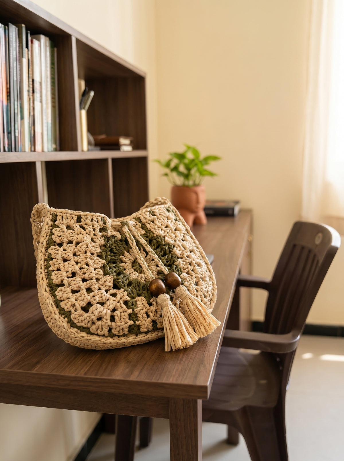 Olive Meadow Crochet Shoulder Bag