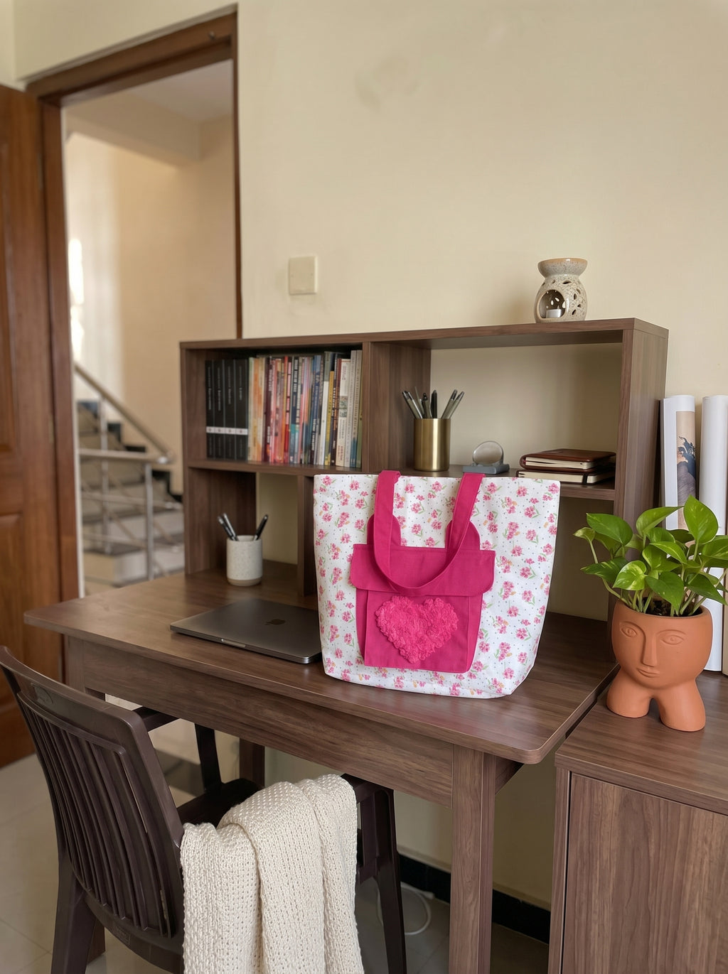 Pink Garden Bunny Floral Tote Bag
