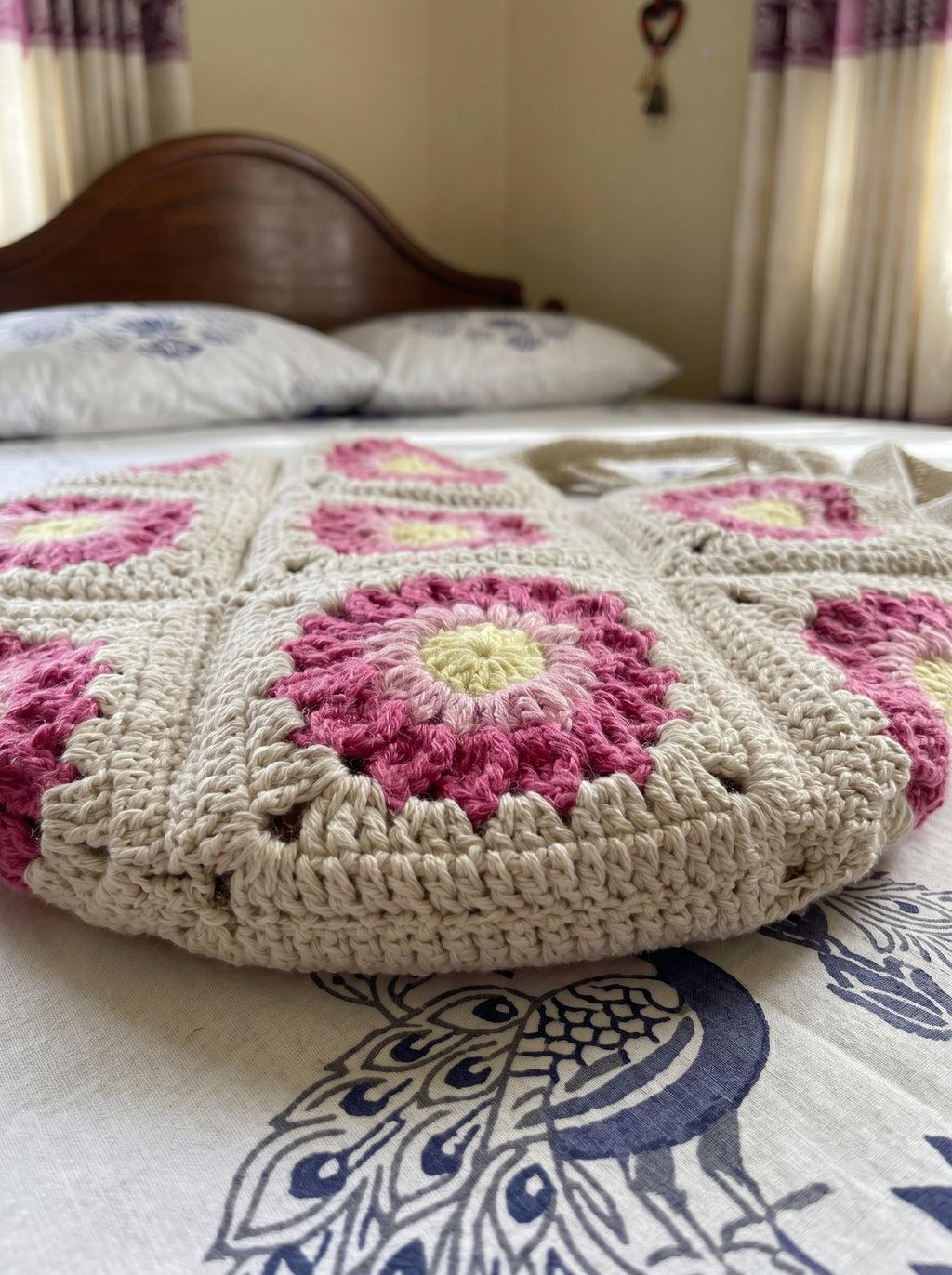 Meadow Bloom Granny Square Tote Bag