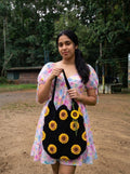 Midnight Sunflower Crochet Tote Bag