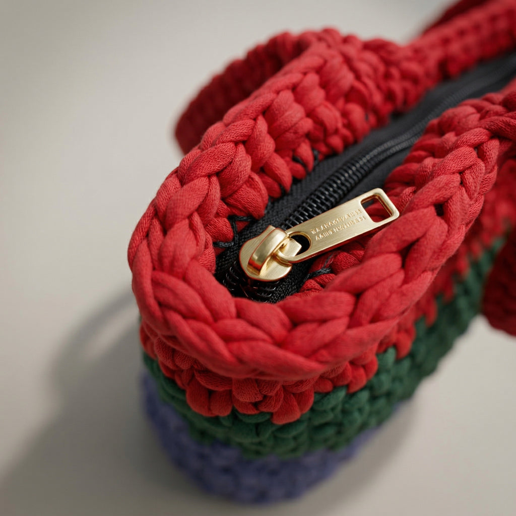 Chunky Crochet Tote Bag – Handmade Color Block Design