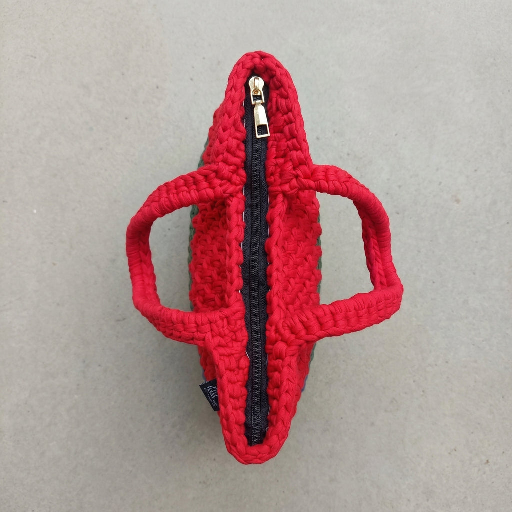 Chunky Crochet Tote Bag – Handmade Color Block Design