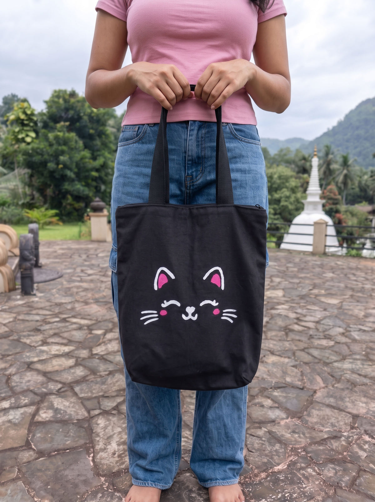 Midnight Kitty Canvas Tote Bag