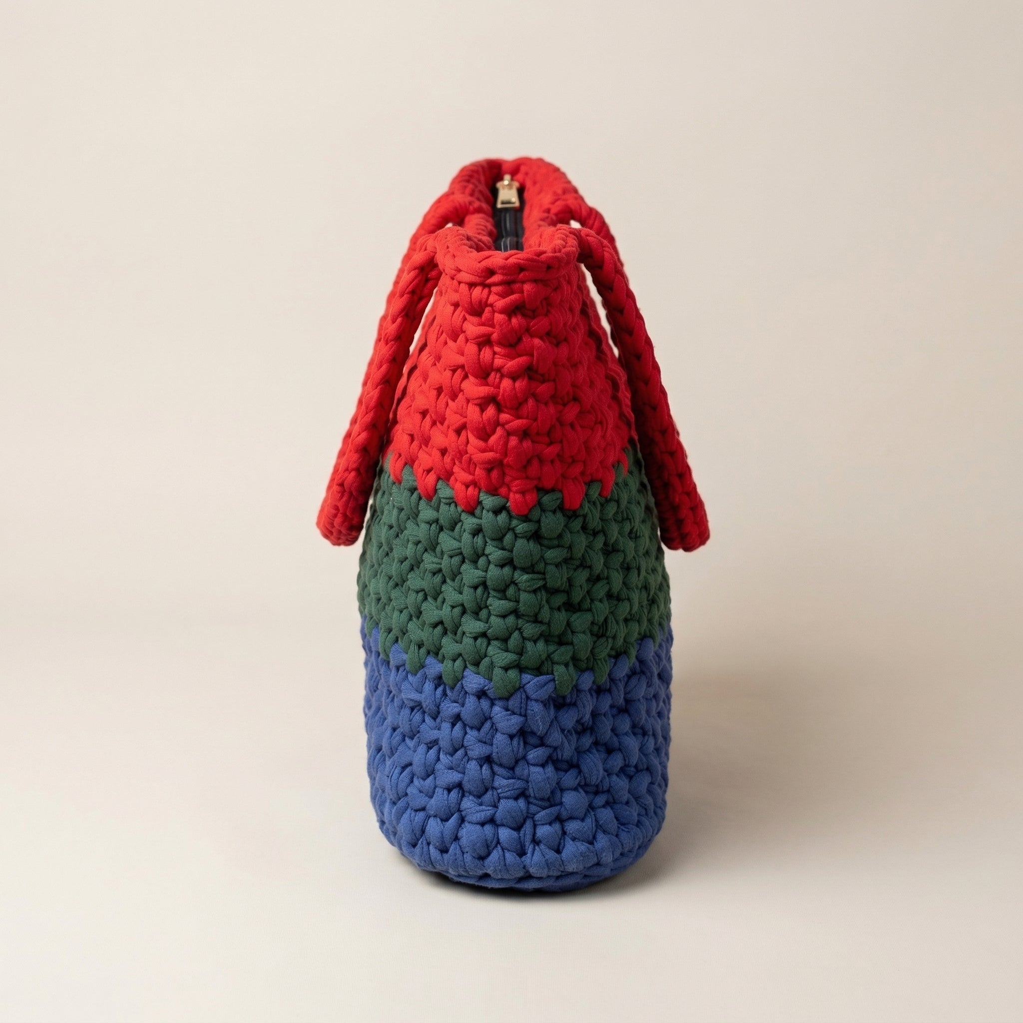 Chunky Crochet Tote Bag – Handmade Color Block Design