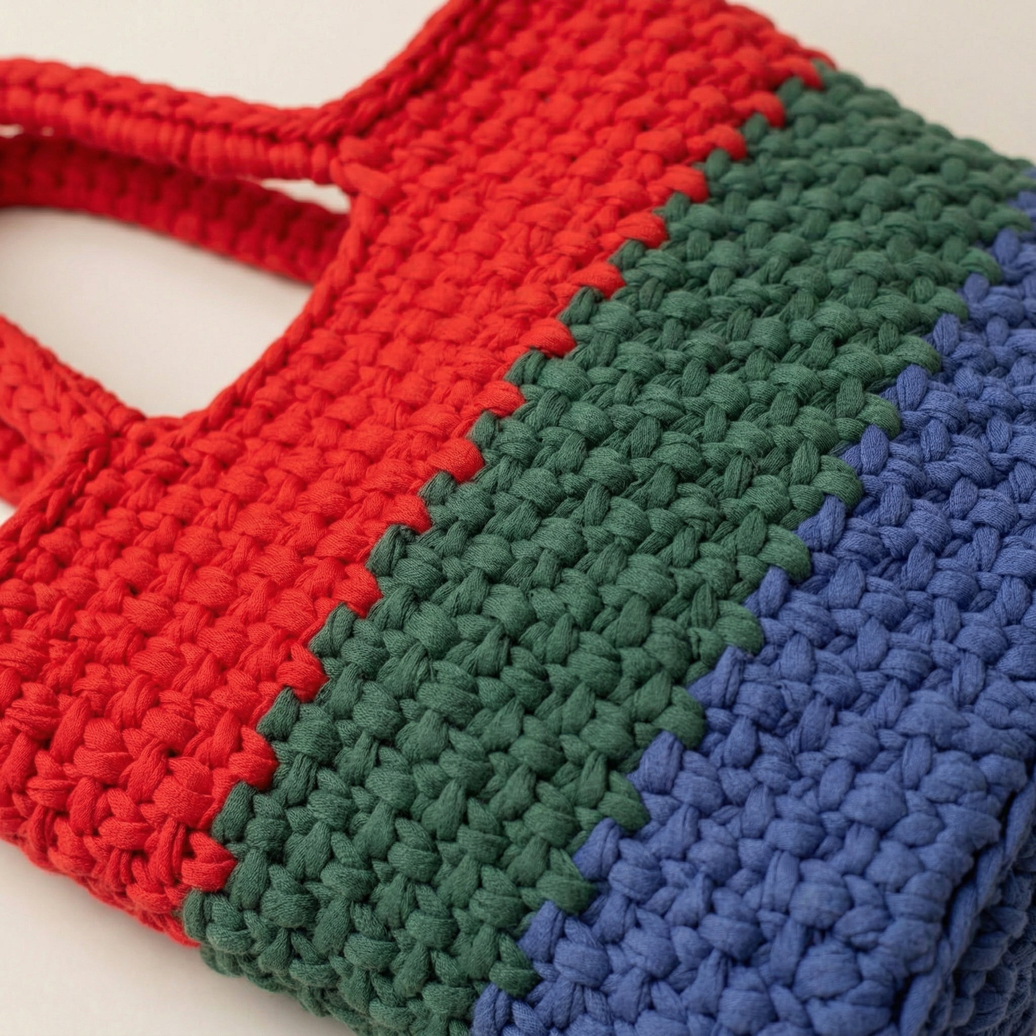 Chunky Crochet Tote Bag – Handmade Color Block Design