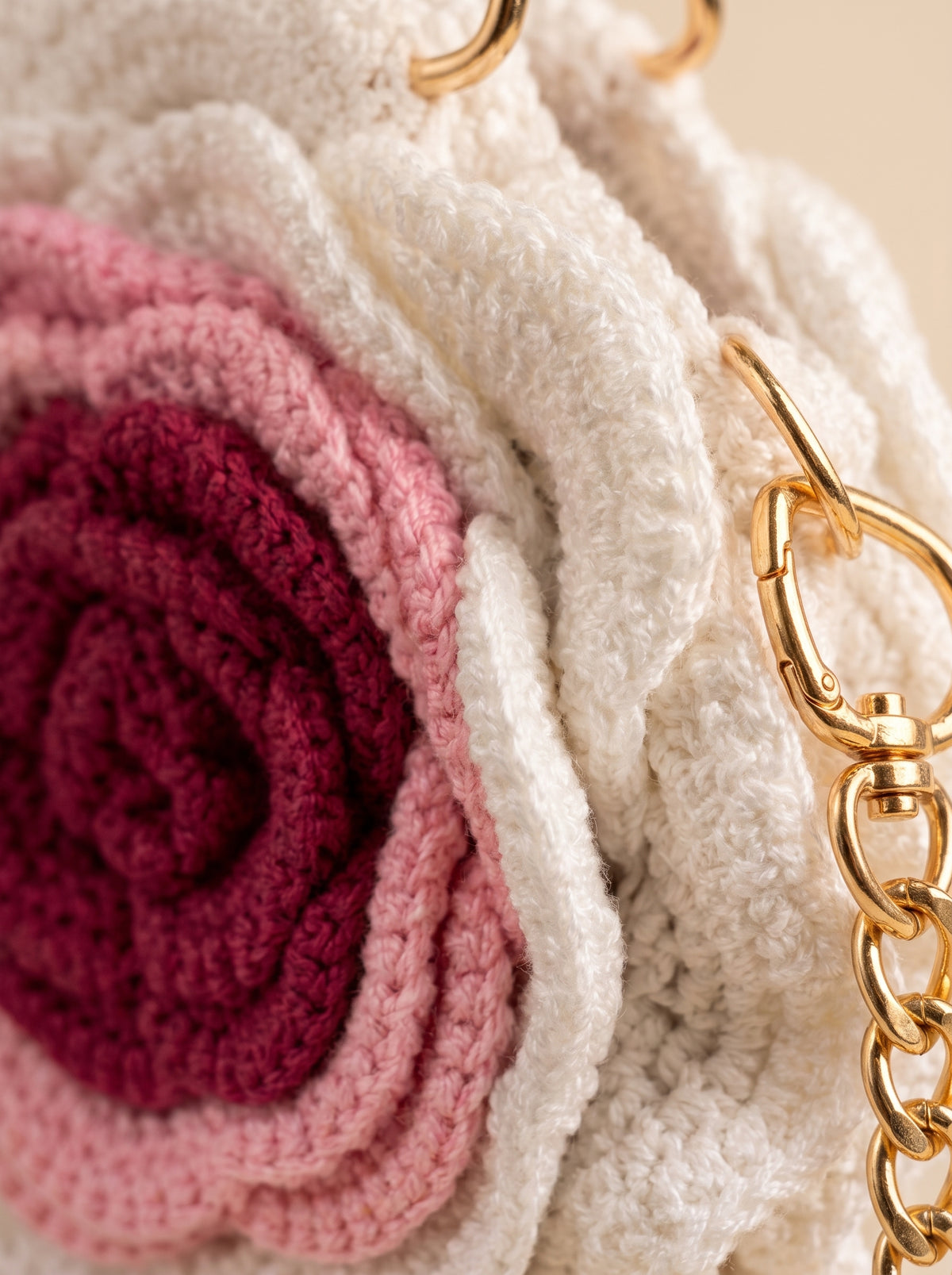 Blush Rose Crochet Flower Handbag